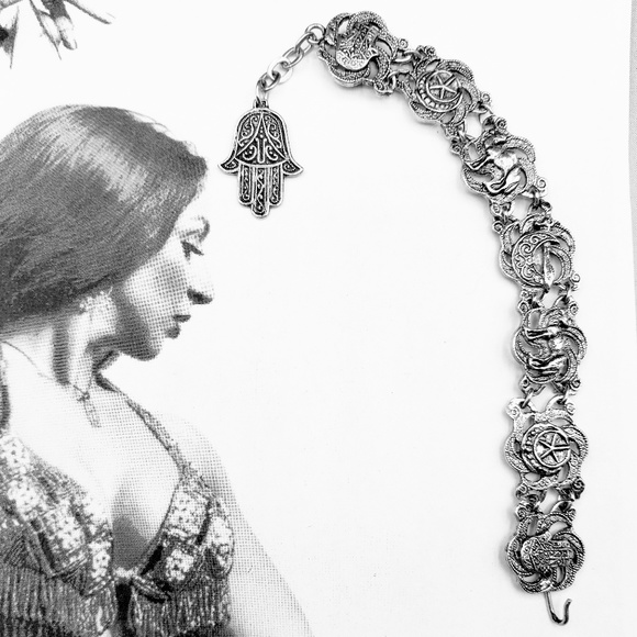 Vintage Jewelry - Vintage Moroccan Silver tone Souvenir Bracelet